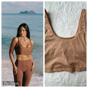 Used Abysse x Free People Mary Lou Top, tan 19411